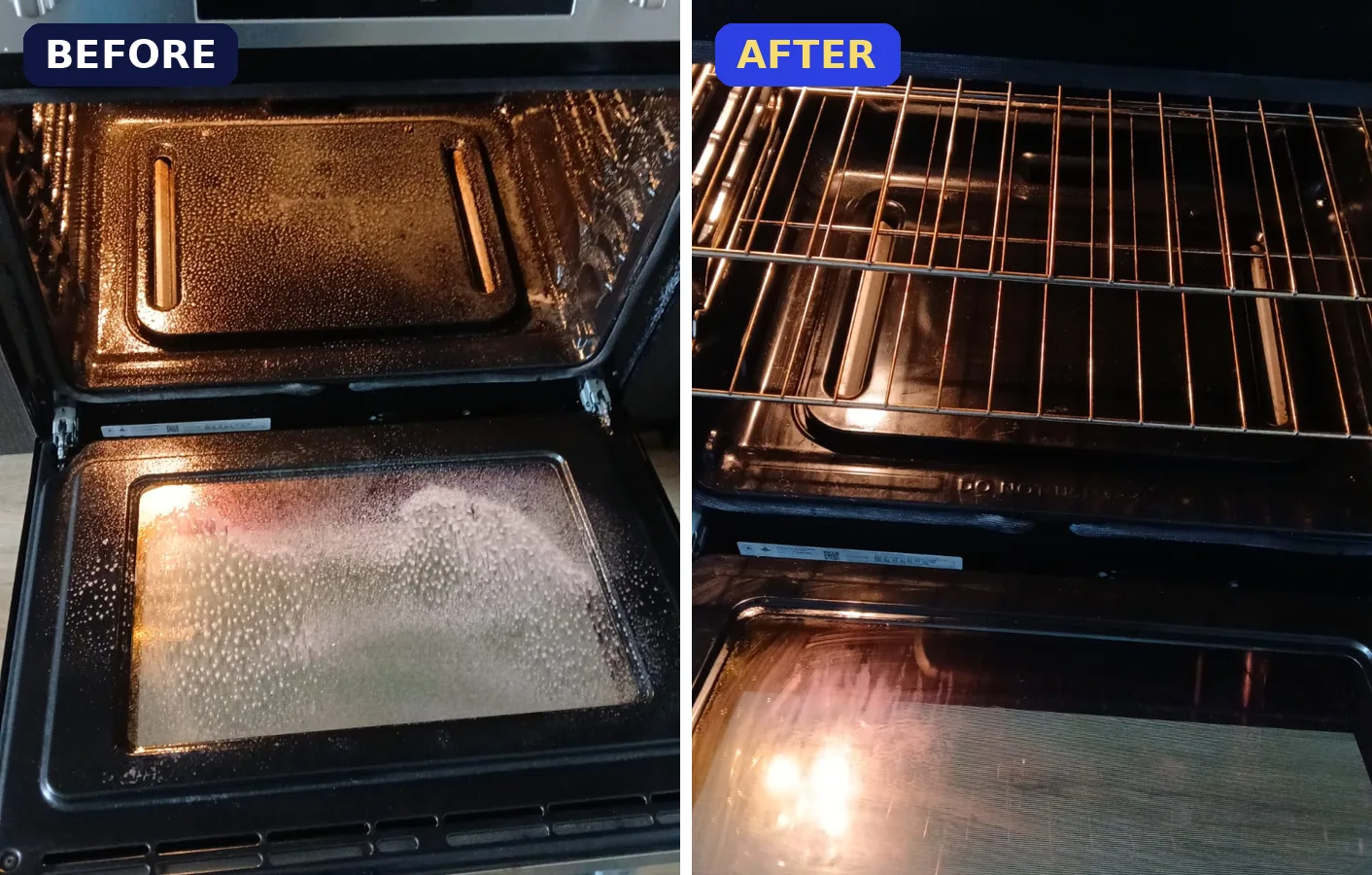 Inside the oven: before and after